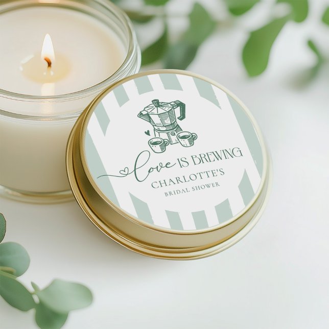 Adesivo Chá de Noiva de Café Moderno Amor Está Cozinhando (Criador carregado)