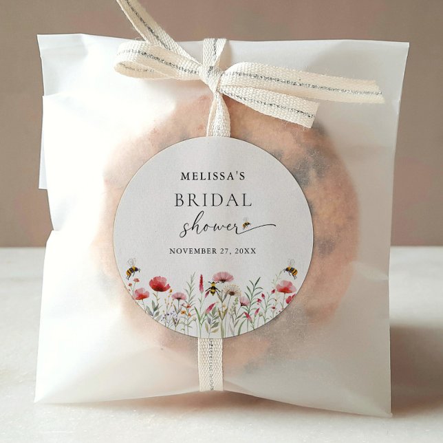 Adesivo Chá de Noiva de Flor Selvagem em Aquarela Destinad (Criador carregado)