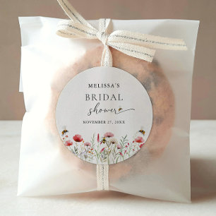 Adesivo Chá de Noiva de Flor Silvestre Aquarela para Abelh