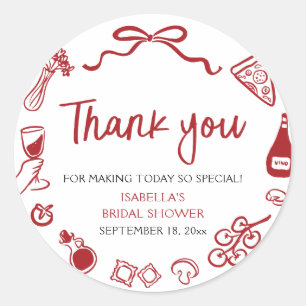 Adesivo Chá de Noiva de Massa de Pizza Desenhada à Mão Ita