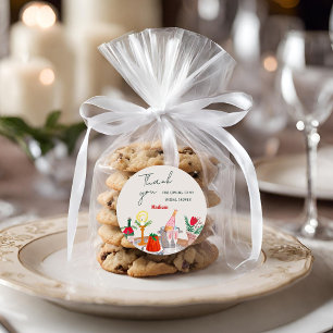 Adesivo Chá de Noiva de Natal Desenhado à Mão Obrigado