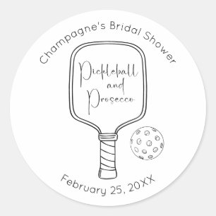 Adesivo Chá de Noiva de Pickleball e Prosecco com Rótulo M