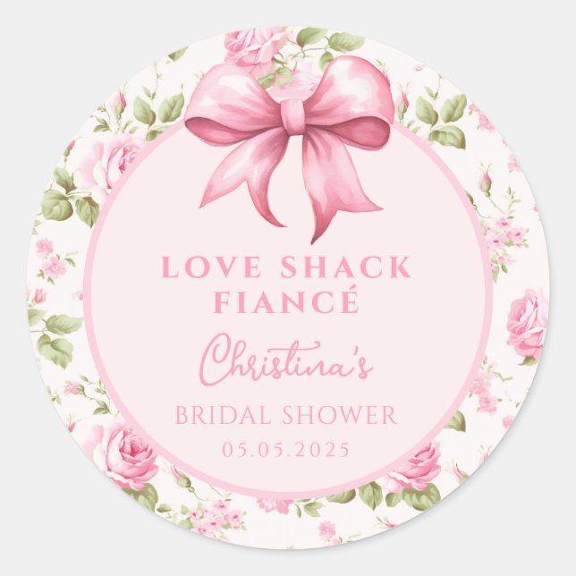 Adesivo Chá de Noiva do Noivo Love Shack Rosa (Frente)