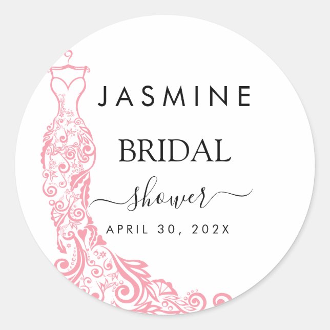 Adesivo Chá de Noiva Elegante Branco e Rosa (Frente)