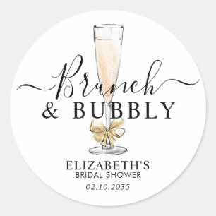 Adesivo Chá de Noiva Elegante Dourado Brunch e Borbulhante