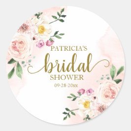 Adesivo Chá de Noiva Floral Aquarela Rosa Bege