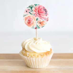 Adesivo Chá de Noiva Floral Aquarela Rosa e Verde