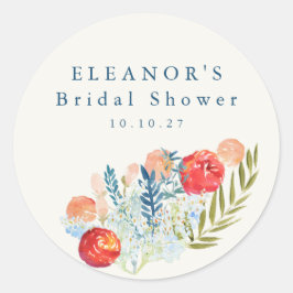 Adesivo Chá de Noiva Floral Azul Água-viva Vintage