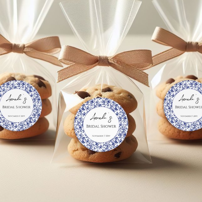 Adesivo Chá de Noiva Floral Azul Elegante (Criador carregado)