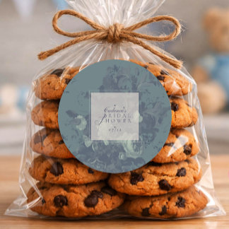 Adesivo Chá de Noiva Floral Azul Turquesa Rústico Elegante