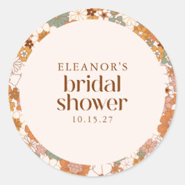 Adesivo Chá de Noiva Floral Boho Terracota Retro Personali