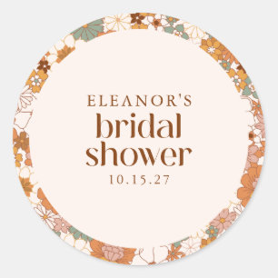 Adesivo Chá de Noiva Floral Boho Terracota Retro Personali