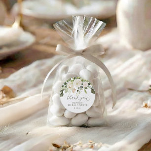 Adesivo Chá de Noiva Floral Branco com Verde Salvia em Aqu