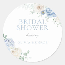 Adesivo Chá de Noiva Floral Branco e Azul Botânico