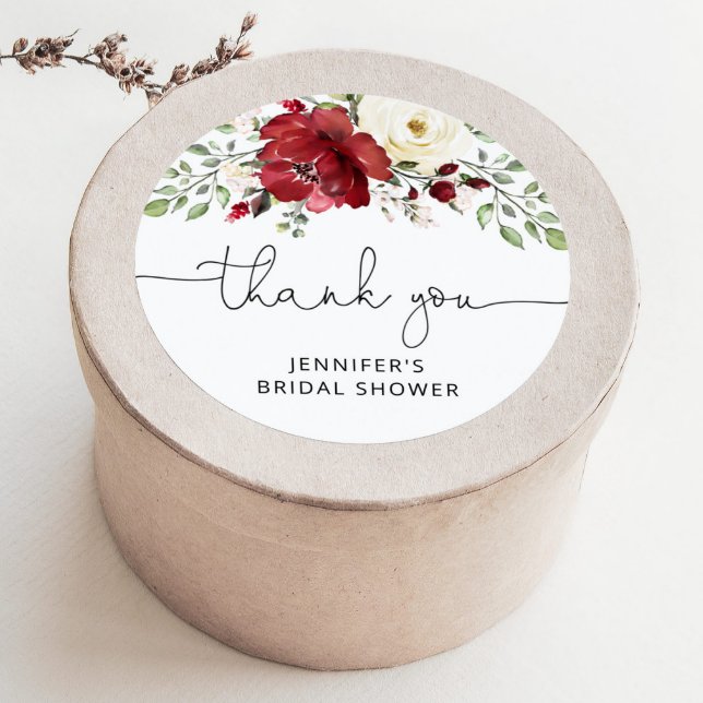 Adesivo Chá de noiva floral burgundy (Criador carregado)