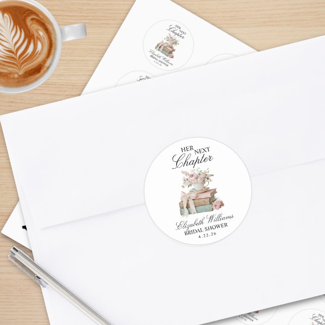 Adesivo Chá de Noiva Floral Elegante Seu Próximo Capítulo (Criador carregado)