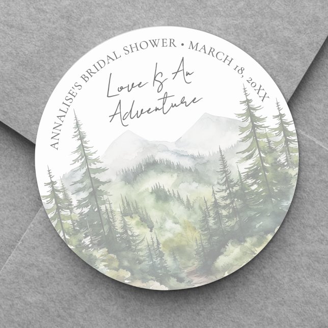 Adesivo Chá de Noiva Floresta Aventura (Forest Adventure Bridal Shower Classic Round Sticker )