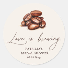 Adesivo Chá de Noiva Grãos de Café Amor está Cozinhando