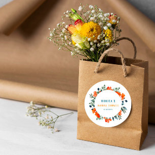 Adesivo Chá de Noiva Laranja Verde Blooming Botanicals