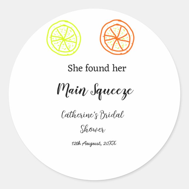 Adesivo Chá de noiva limão cítrico Main Squeeze adicionar  (Frente)
