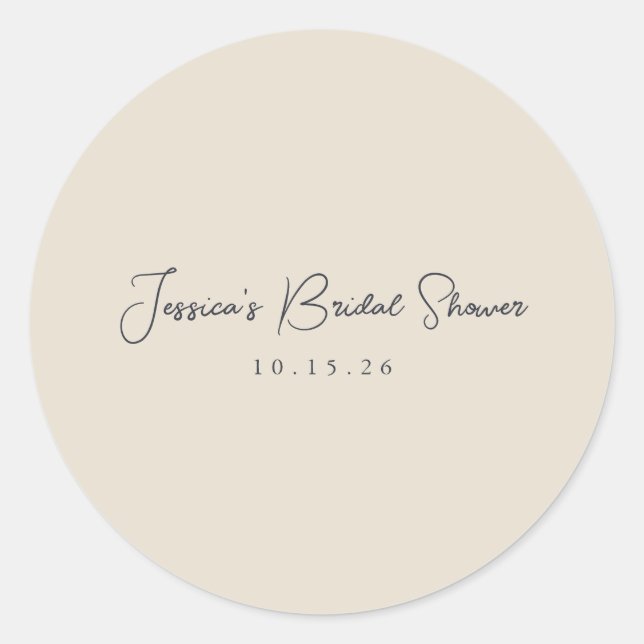 Adesivo Chá de Noiva Minimalista Caligrafia Marfim Preto (Frente)