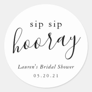 Adesivo Chá de Noiva Moderno Preto e Branco Sip Sip Hooray