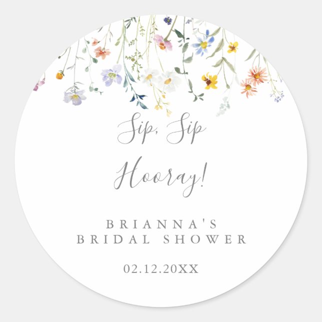 Adesivo Chá de Noiva Multicolorido Floral Sip Sip Hooray (Frente)