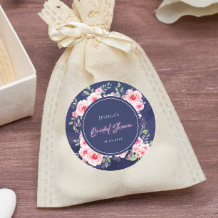 Adesivo Chá de Noiva Neon Floral Rosa e Roxo Vibrante