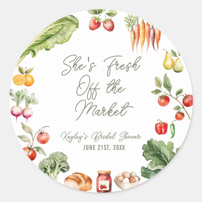 Adesivo Chá de Noiva no Mercado do Produtor (Fresh off the market! These rustic farmer’s market bridal shower stickers are perfect for favor bags)