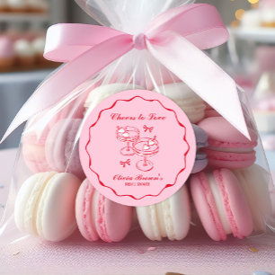 Adesivo Chá de Noiva Retro Desenhado à Mão em Rosa e Verme