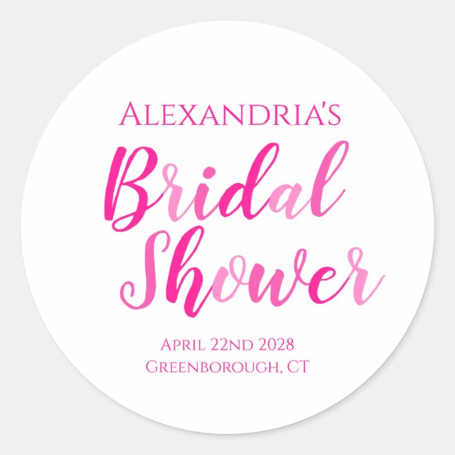 Adesivo Chá de Noiva Rosa Choque Festa Moderna (Frente)