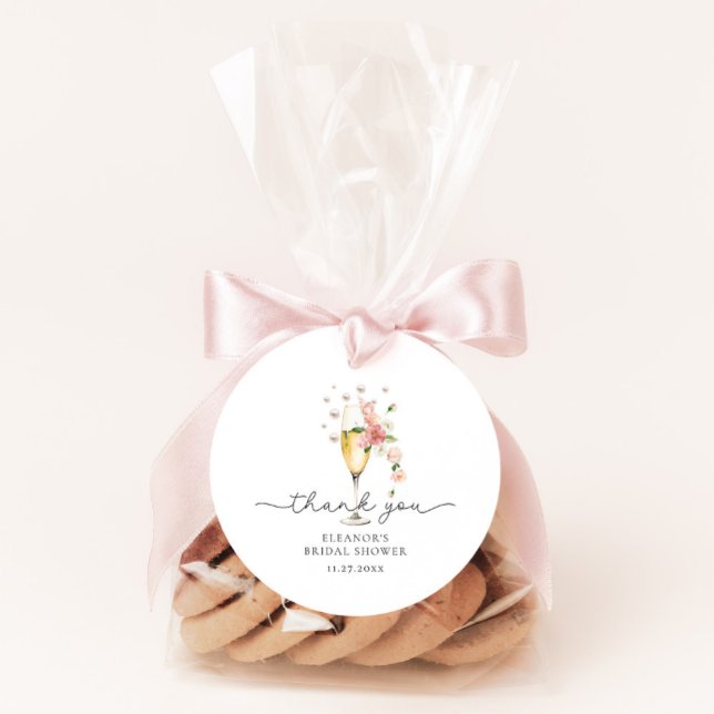 Adesivo Chá de Noiva Rosa Gratidão Pérolas & Prosecco (Criador carregado)