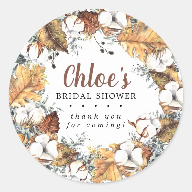 Adesivo Chá de Noiva Rústico Floral Branco de Outono Obrig (Frente)