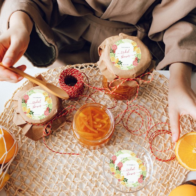 Adesivo Chá de Noiva Tropical de Citrinos Obrigado (Criador carregado)