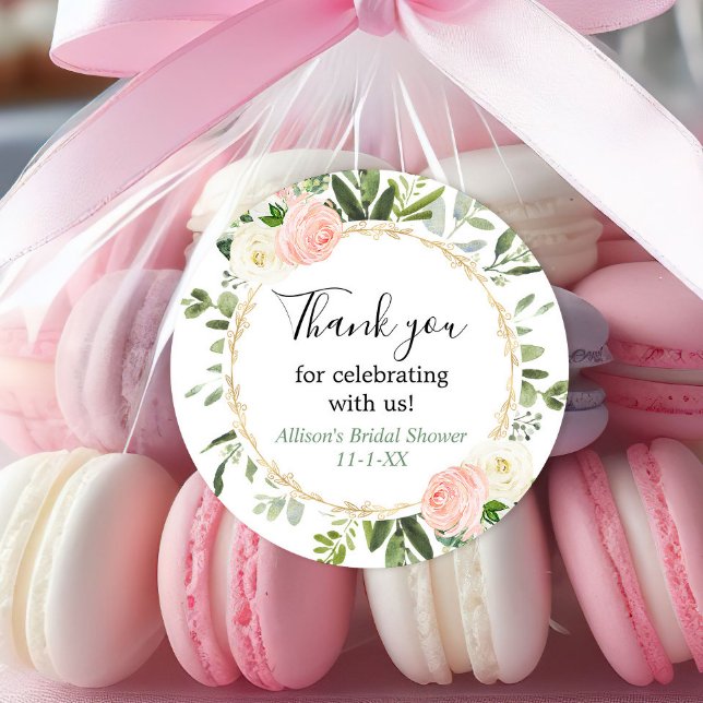 Adesivo Chá de noiva verde dourado e eucalipto rosa (Criador carregado)