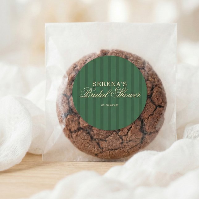 Adesivo Chá de Noiva Verde Script Listras Retrô (Criador carregado)