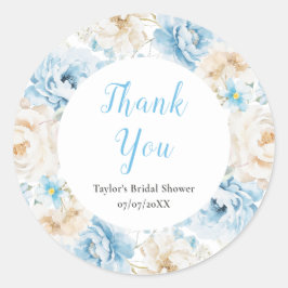 Adesivo Chá de panela Azul e Branca de Peony Obrigado