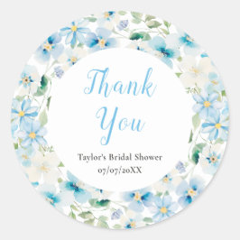 Adesivo Chá de panela Azul e Branca de Peony Obrigado