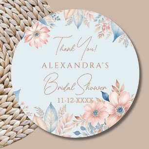 Adesivo Chá de panela Azul-Rosa-Floral-Chic Obrigado