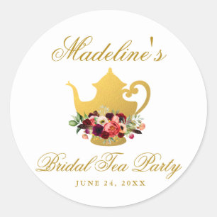 Adesivo Chá de panela Borgonha Boho floral do tea party