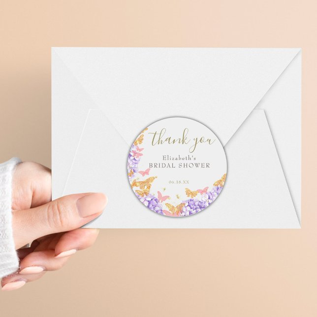 Adesivo Chá de panela Butterfly Hydrangea Dourada Obrigado (Criador carregado)