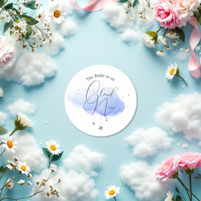 Adesivo Chá de panela Cloud 9 (Cloud 9 Bridal Shower Classic Round Sticker)