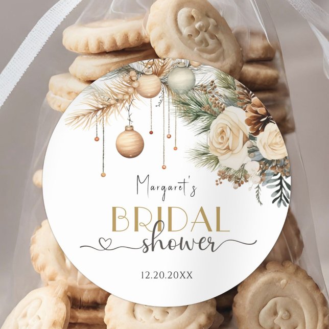 Adesivo Chá de panela de Natal Boho Chic Winter Floral (Criador carregado)