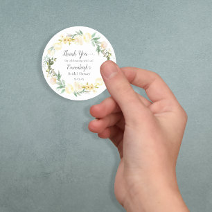 Adesivo Chá de panela De Rosa Branca Elegante Obrigado