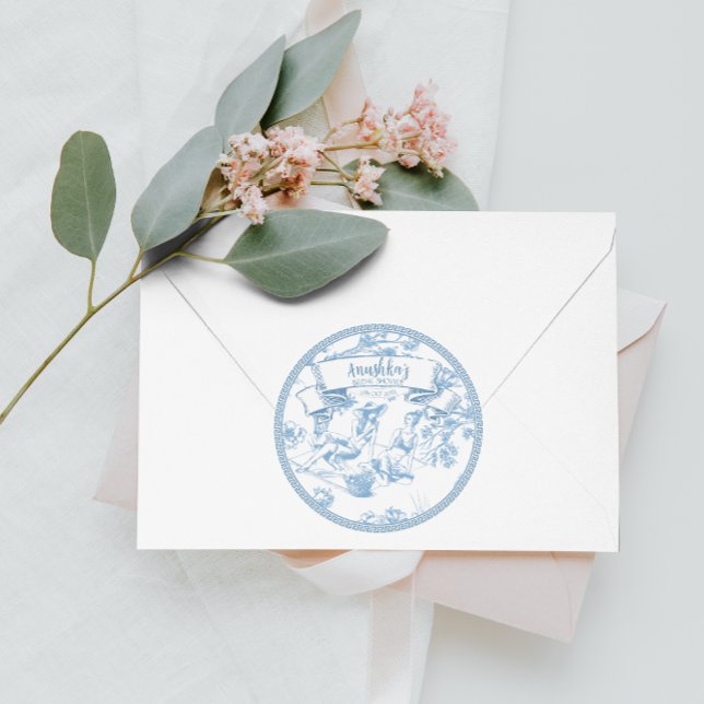 Adesivo Chá de panela de Toile de Jouy Azul e Branco (Criador carregado)