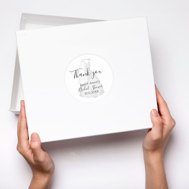 Adesivo Chá de panela De Vestido De Casamento Elegante (Wedding thank you sticker)