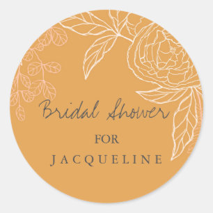 Adesivo Chá de panela Dourado de Colheita Floral Simples 