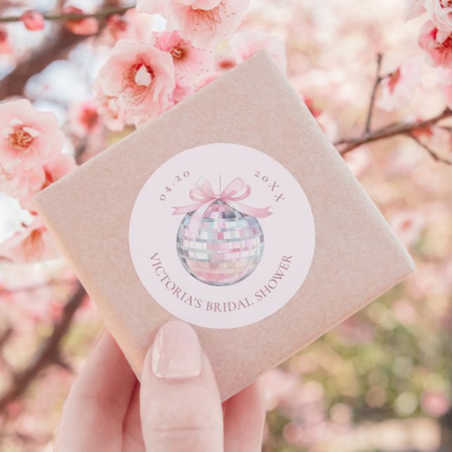 Adesivo Chá de panela Elegante de Bola Disco Rosa Girly (Criador carregado)