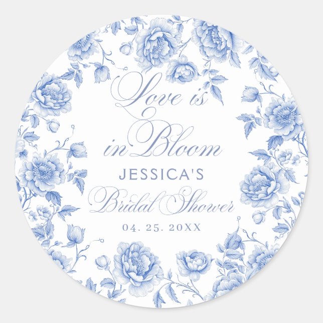 Adesivo Chá de panela Elegante de Toile Chinoiserie Azul (Frente)