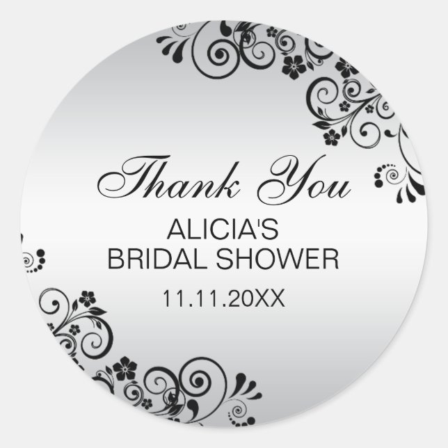 Adesivo Chá de panela Elegante Personalizado Obrigado (Frente)